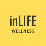 NSW Pilates studios inLife Wellness in dark grey text on a yellow background